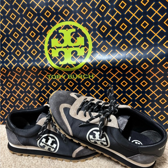 Tory Burch Black and Gray Men's Sneakers - Picture 1 of 3